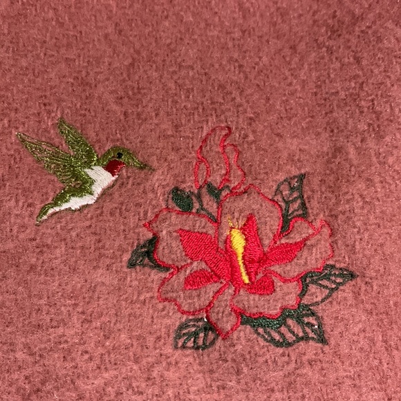 Cabin Fever Pink Cozy Jacket with Hummingbird Applique Size M - Picture 5 of 5